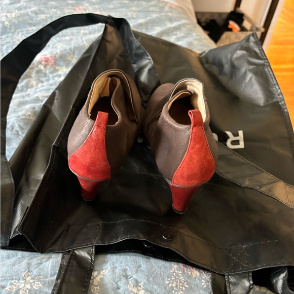Women's Faryl Robin Anthropologie Booties Size 7.5 Brown Red Leather (pre-owned) - Picture 3 of 12